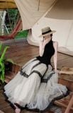  (GỐC 469K GIẢM 369K) Set áo yếm lông hở lưng mix chân váy ren dài chấm bi lông đúp 2 lớp hàng cao cấp - K147 