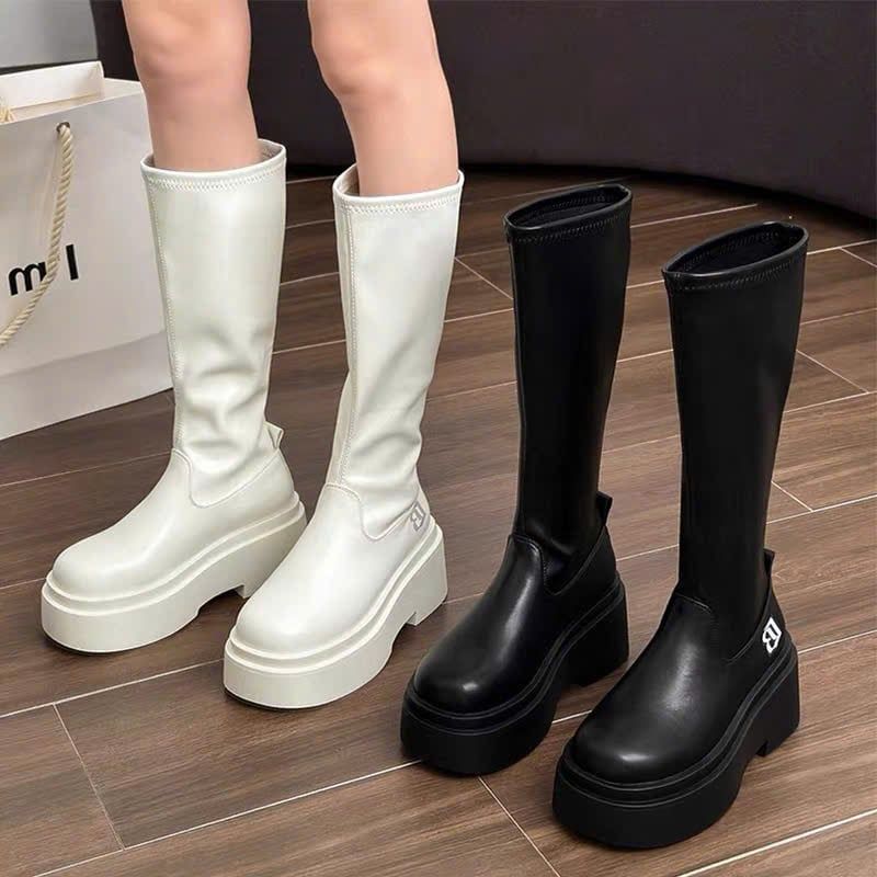  BOOT đế bánh mì cổ cao hack dáng - ĐEN - H51 