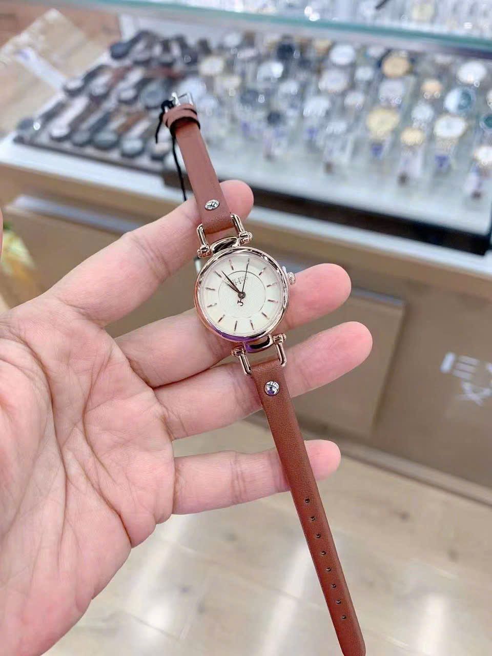  Đồng hồ JULIUS mặt TRÒN mini quai da nâu - DH8 ( MÃ 3 ) 