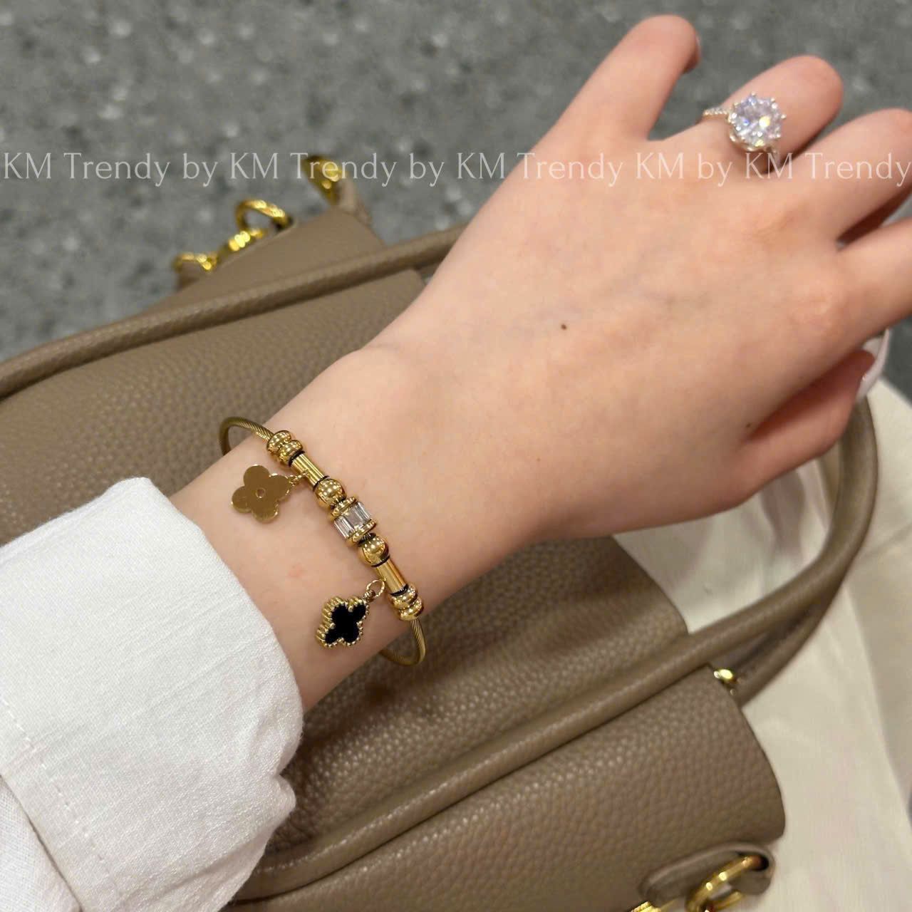  LẮC TAY ĐÍNH CHARM TRÒN + CỎ 4 LÁ - PK13 