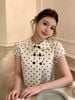 H74 Áo cổ sen form babydoll hoạ tiết chấm bi - KEM - G288