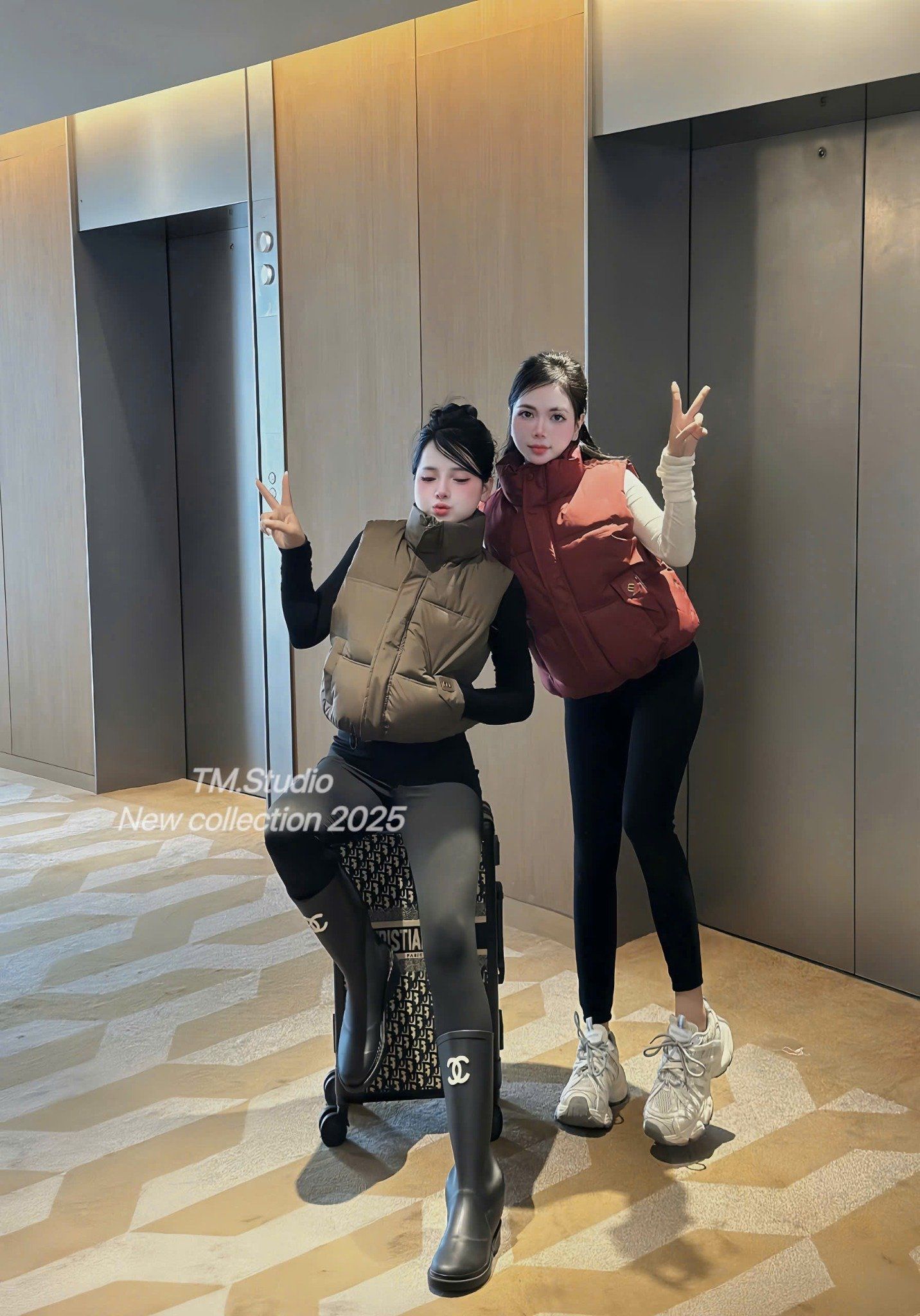  Set áo tay dài kèm phao sát nách dày dặn - NÂU - G36 