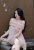 Áo babydoll trễ vai phối bèo nhún tiểu thư - HỒNG - G202