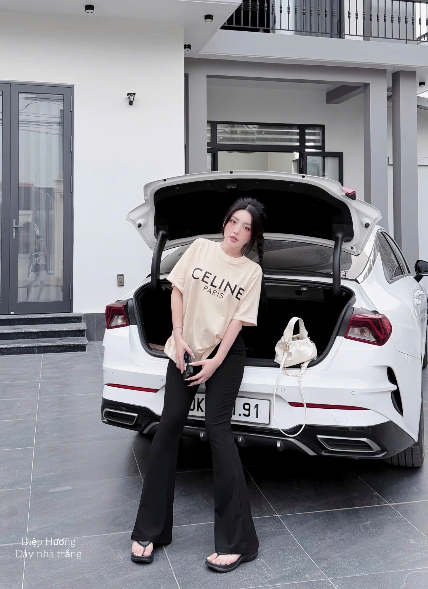  Set áo thun in chữ CELINE mix quần loe dáng dài - Z51 