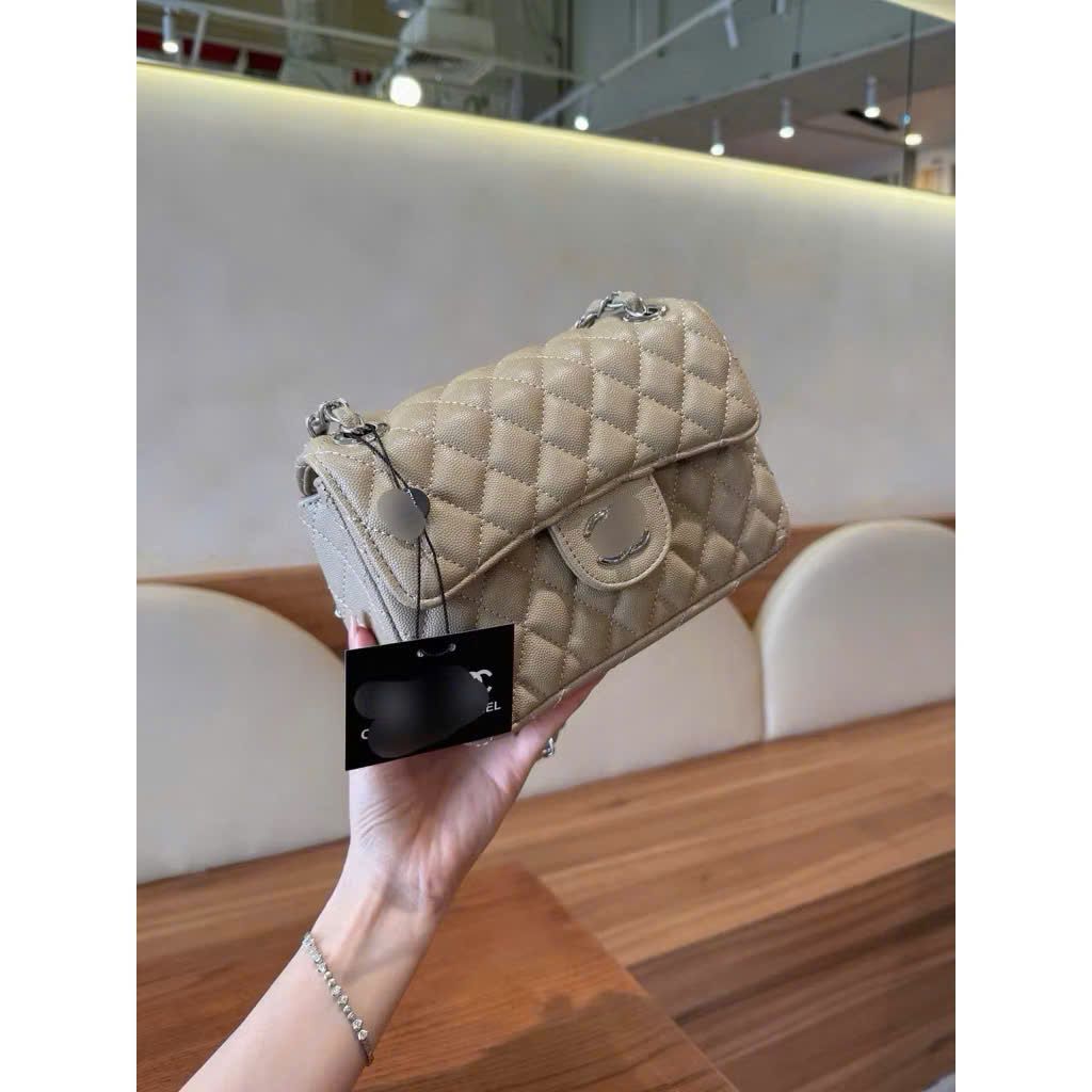  Túi siêu cấp CHANEL chất da ô trám FULLBOX - BE - Z27 ( 17X24 ) 