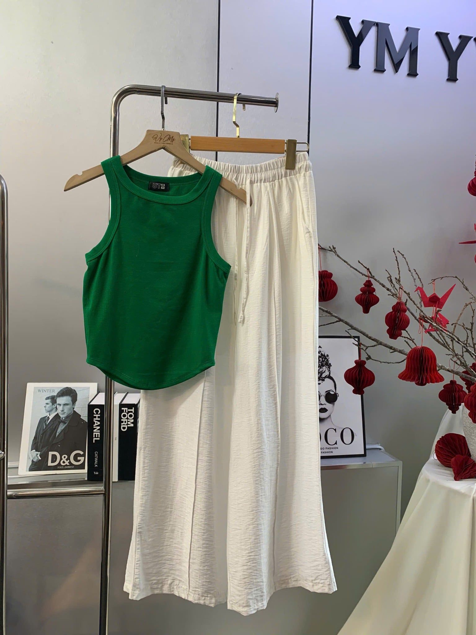  Set áo ba lỗ mix quần đũi - XANH - Z61 