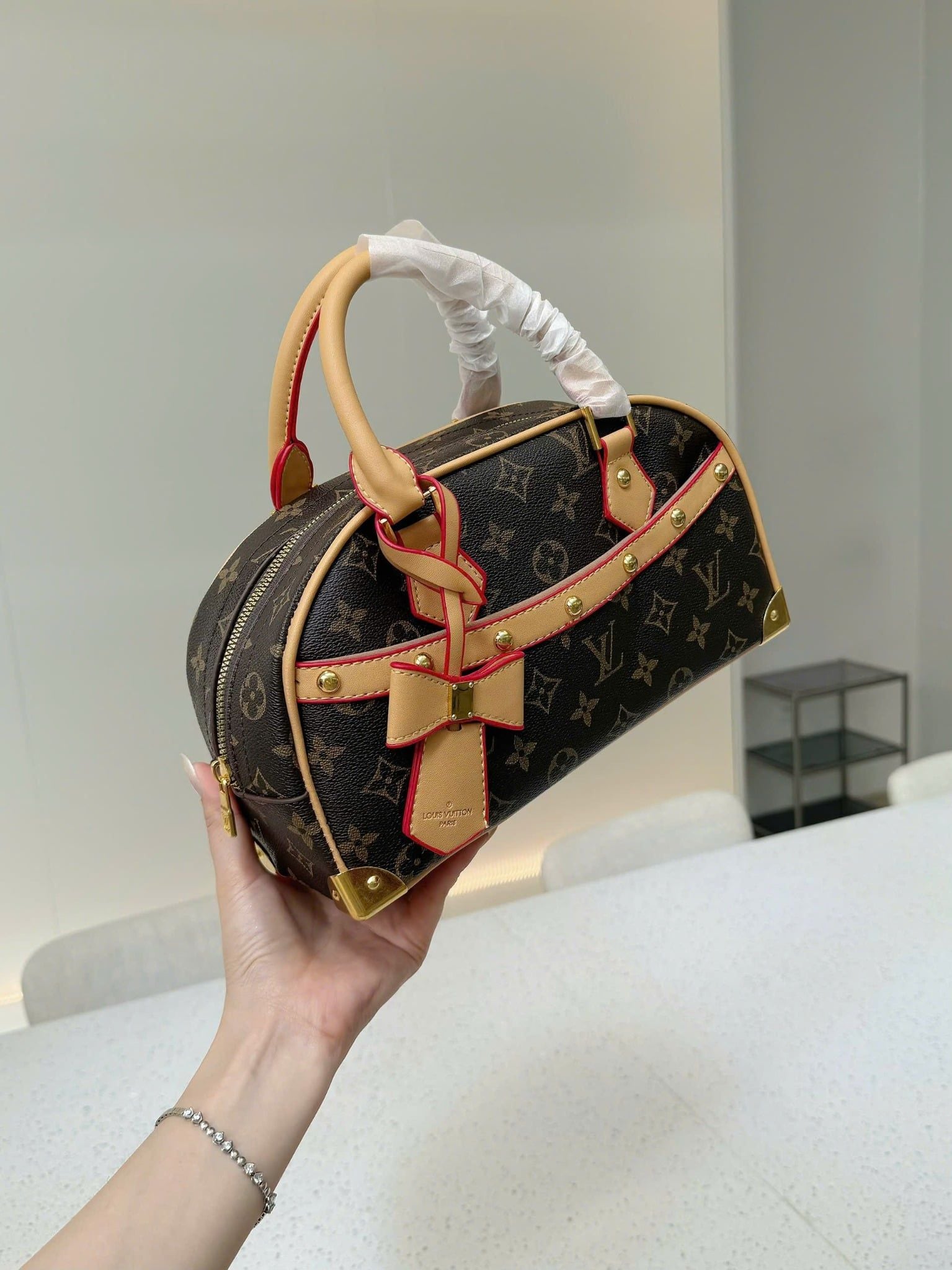  Túi trống size lớn LV phối viền - NÂU - S121 