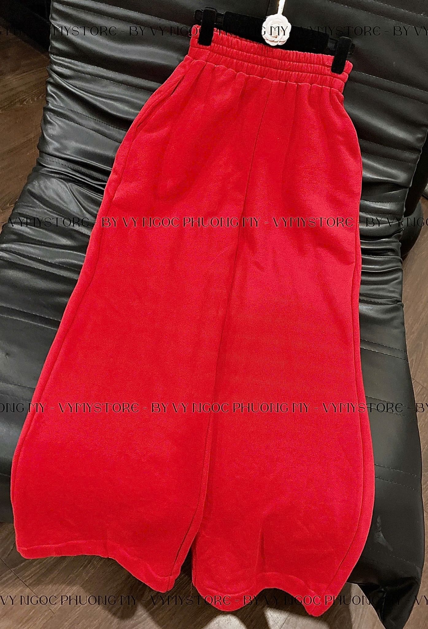  Quần suông rộng dáng dài lưng cạp chun - ĐỎ - C87 ( DÀI 100CM <57KG ) 