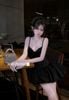  Đầm cúp hai dây đan oze bí bồng - ĐEN - E143 (EO S<68, M<72, L<76) 