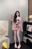 Set 2 món áo tay dài mickey mix quần short kẻ - HỒNG - Q160