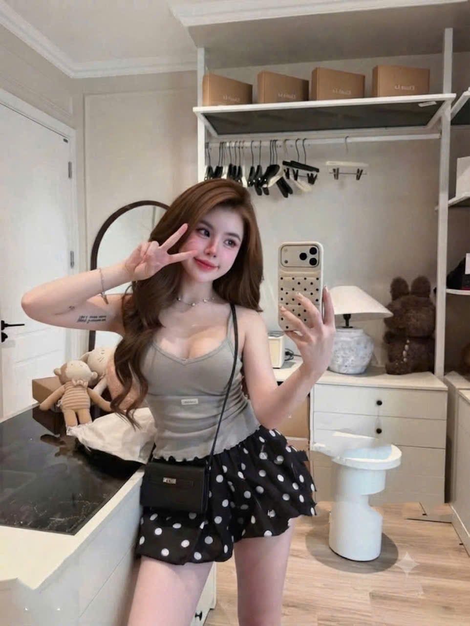  Quần bí CHẤM BI phối cạp chun viền ren - ĐEN - K86 