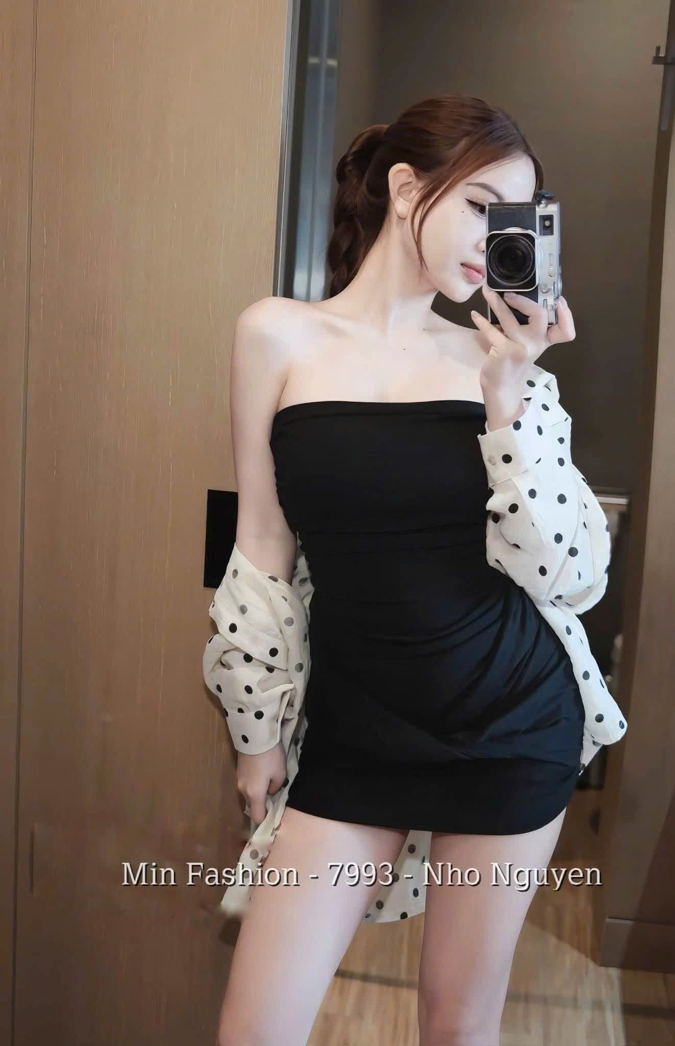  Set váy quây body xoắn bụng kèm áo sơ mi tôn dáng - ĐEN - K130 