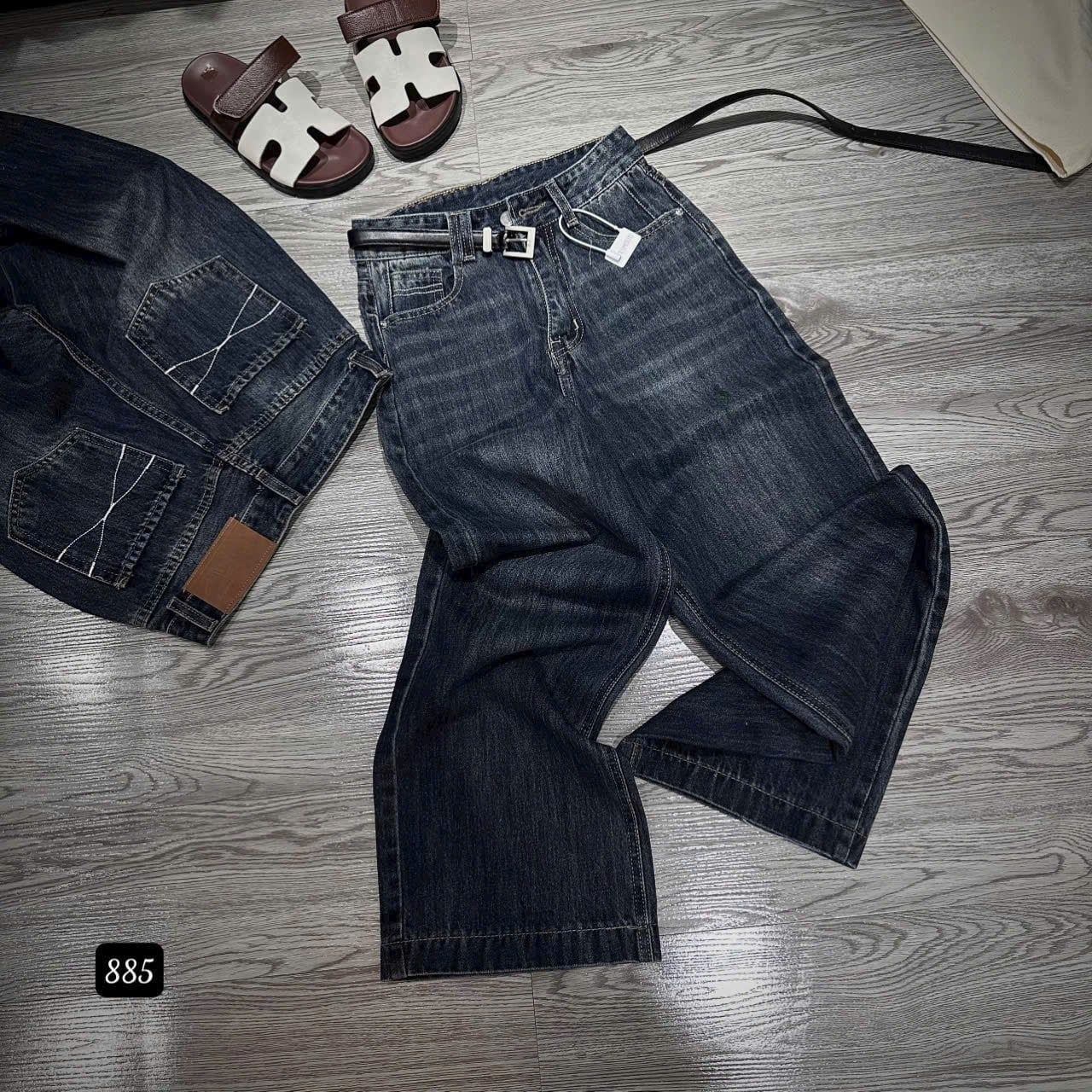  Quần jean suông dáng dài basic - ĐẬM - K110 (EO S<66, M<70, L<74) 