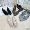 Giày búp bê lưới đính full đá kim sa FULLBOX QC L1 - NÂU - G6