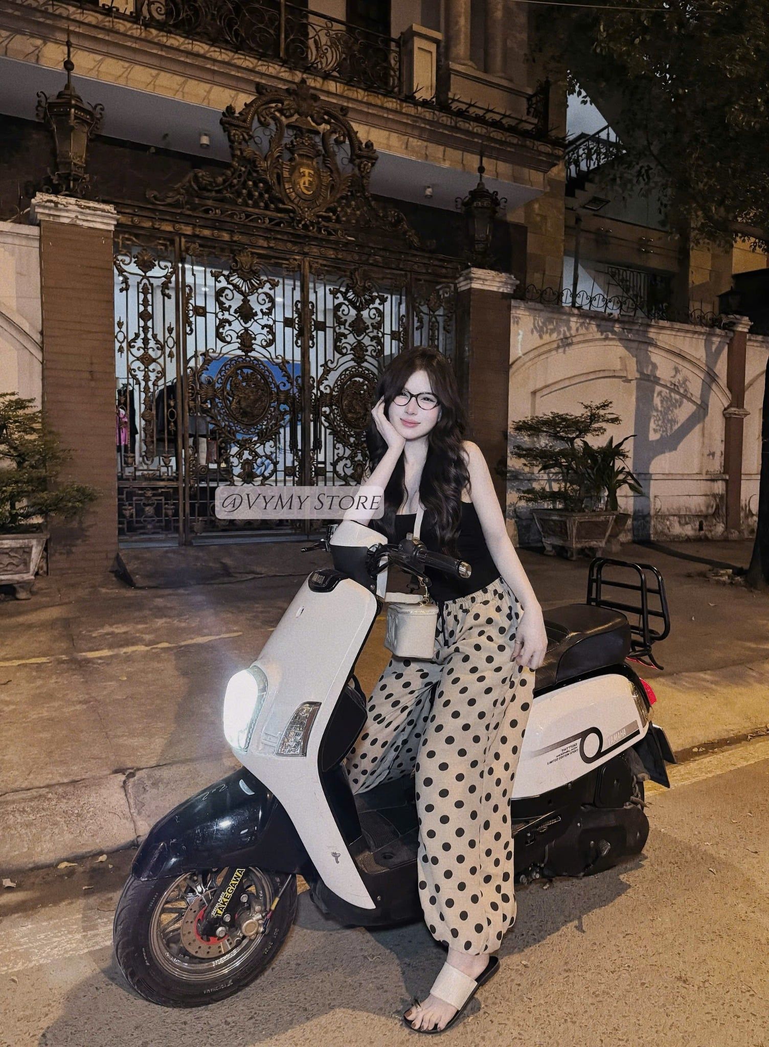  Set áo 2s Basic mix quần suông dài chấm bi ống bo chun nhẹ - NÂU - E71 