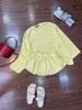 Set áo thun Basic form rộng tay dài mix chân váy bí kẻ sọc VÀNG - E185