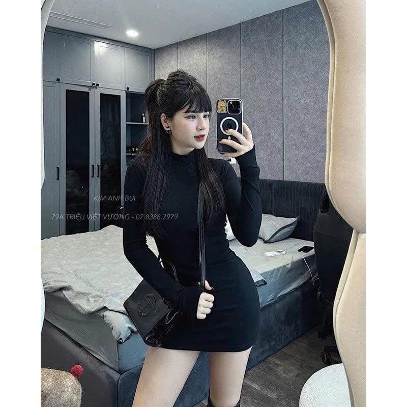  Đầm body tay dài xỏ ngón chất vải dày co giãn - G51 