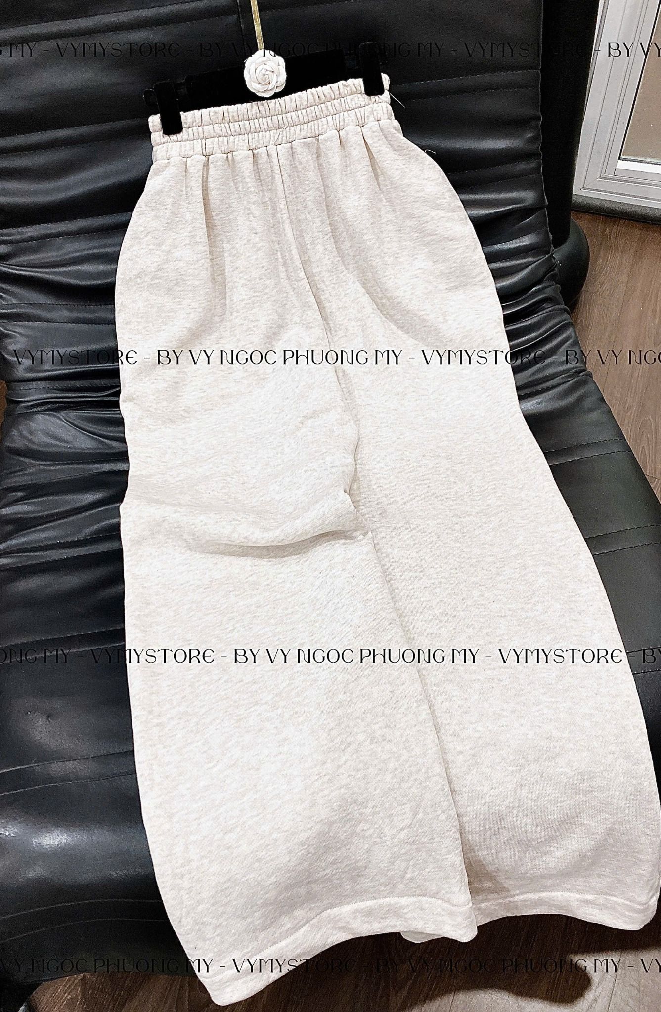  Quần suông rộng dáng dài lưng cạp chun - KEM - C88 ( DÀI 100CM <57KG ) 