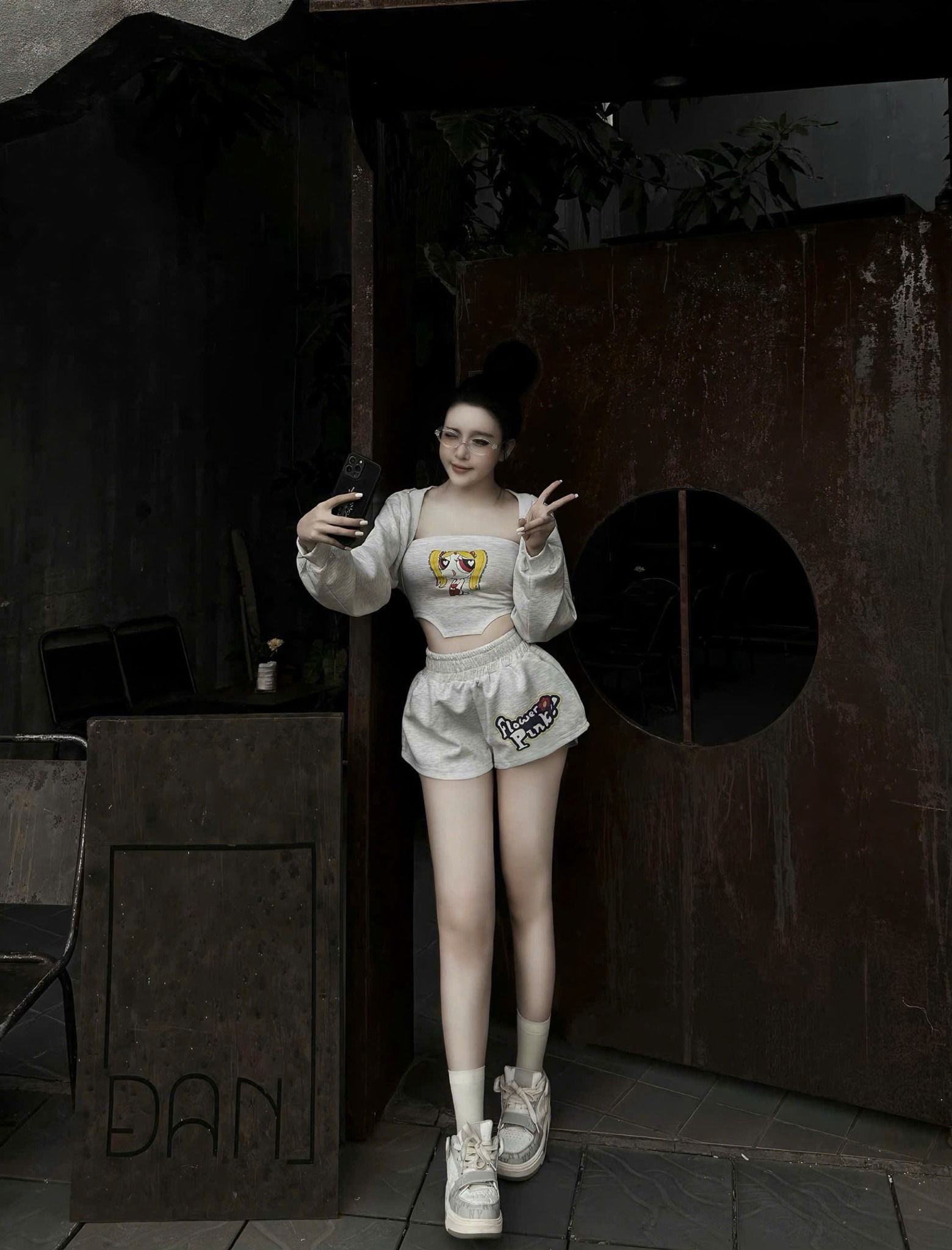  Set 3 món quây kèm choàn mix quần short form siêu đẹp - XÁM - G60 