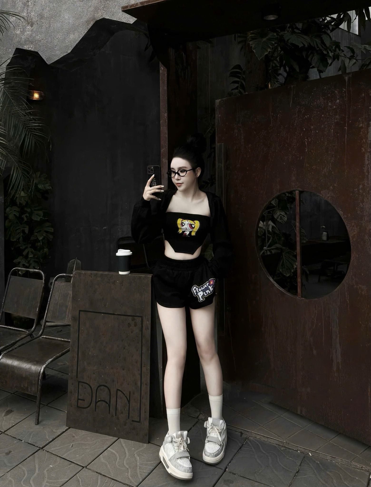  Set 3 món quây kèm choàn mix quần short form siêu đẹp - ĐEN - G59 