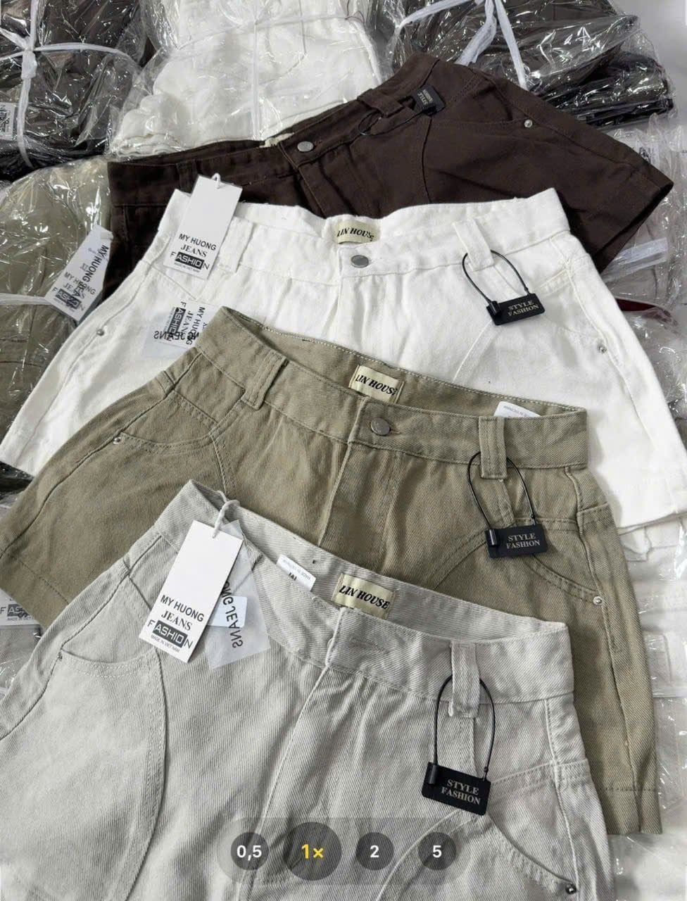  Quần short jean đùi nữ lưng cao - NÂU - G124 ( EO S<68, M<72, L<74,76, XL<80, XXL<84 ) 