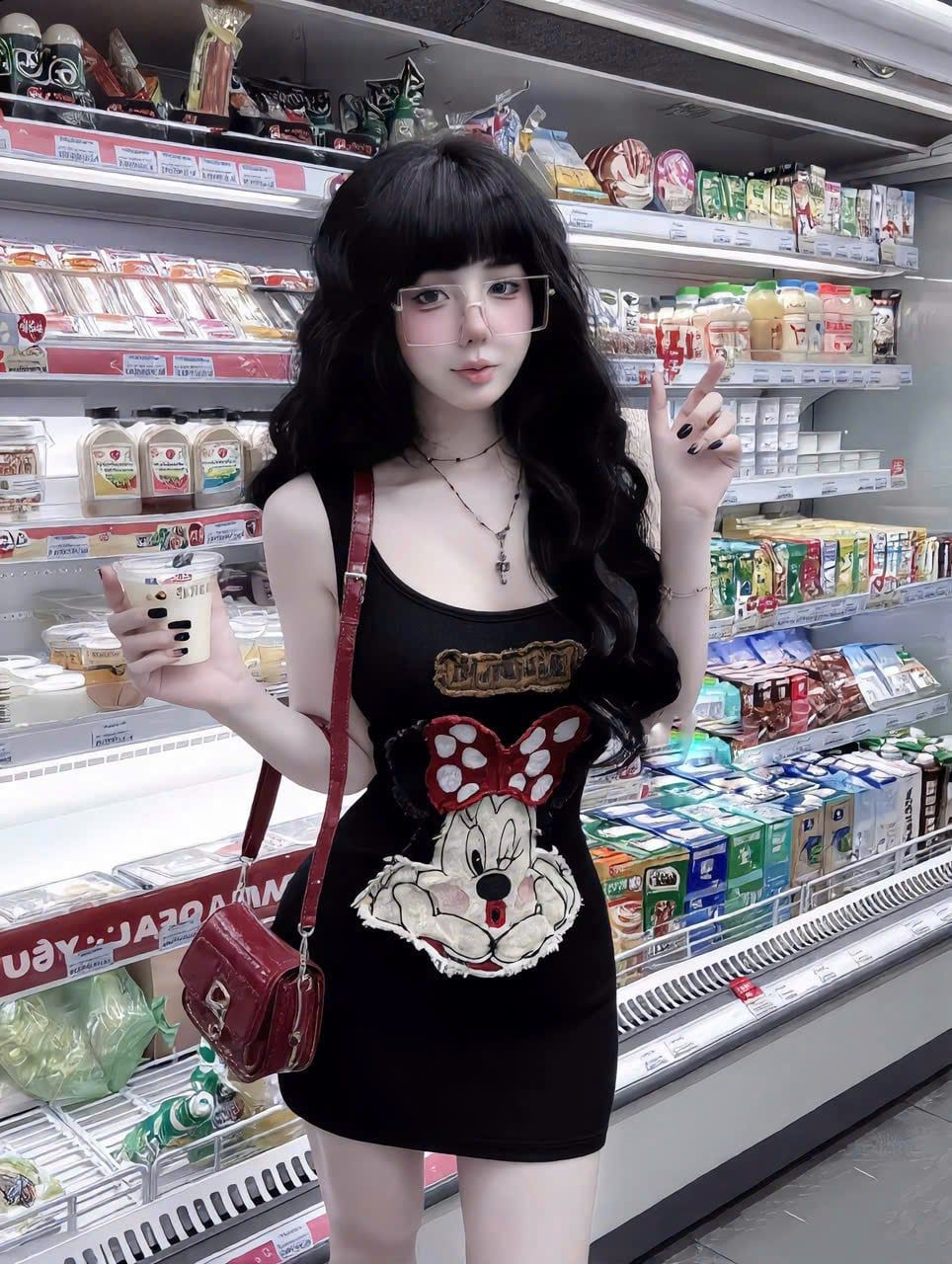  Váy body ba lỗ hình MICKEY cute tôn dáng - ĐEN - K258 