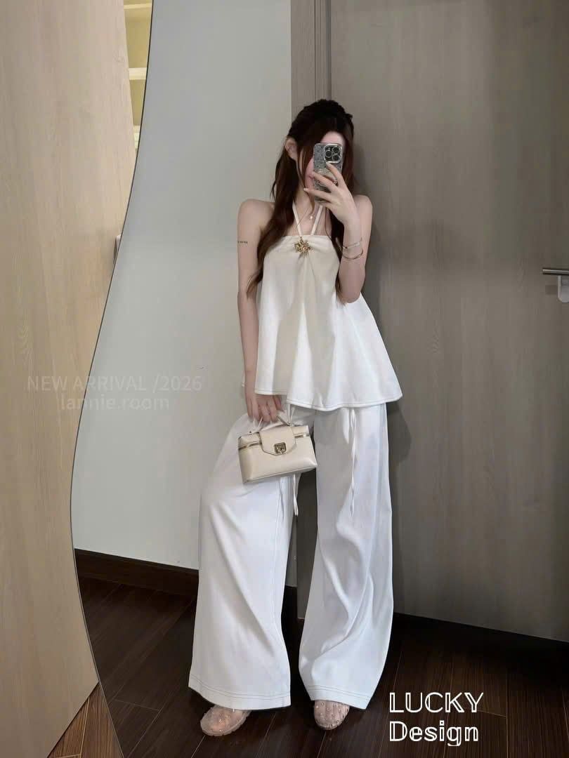  Set áo cổ yếm mix quần suông dáng dài - P9 