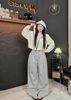 Áo khoác dù hai lớp form croptop phối viền - KEM - N74
