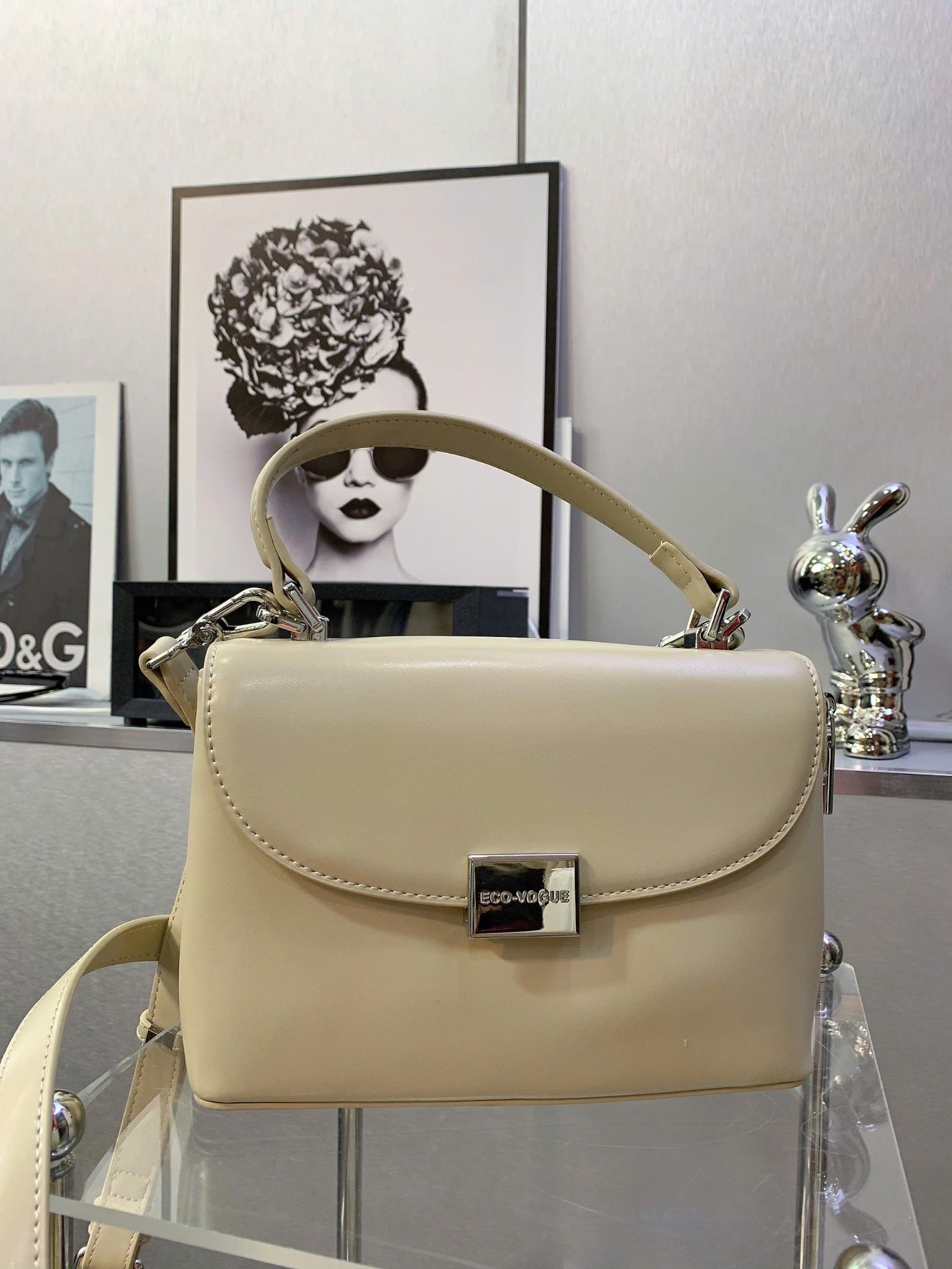  Túi xách da NUDE tag khoá vuông - B119 