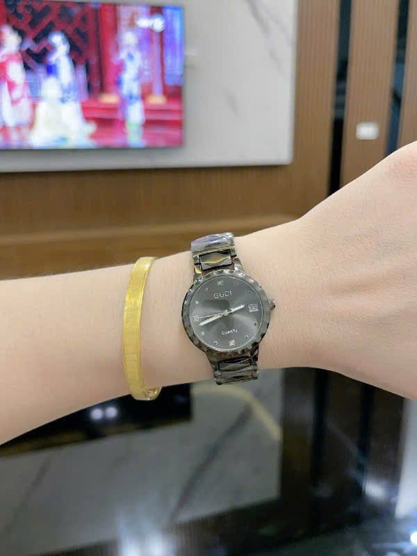  Đồng hồ mặt tròn GUCI QUARTZ - MẶT ĐEN - DH5 ( MÃ 17 ) 