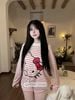 H121 Set bộ tay dài kẻ sọc HELLO KITTY mix quần short ngắn siêu hot - HỒNG - G73
