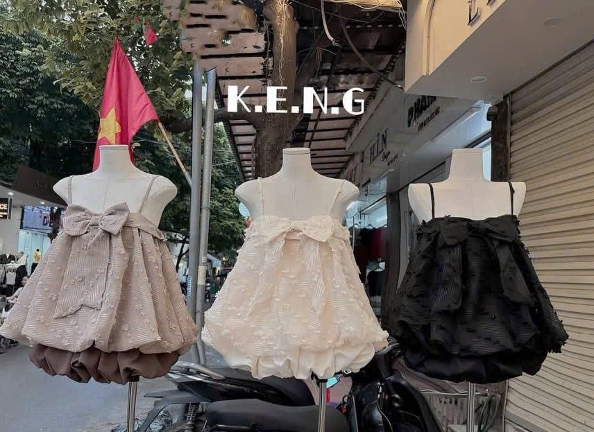  Set áo hai dây bồng bí kết nơ mix chân váy cạp chun - NÂU - E61 