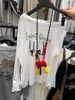 Áo lệch vai hoạ tiết kèm dây charm MICKEY chất thun giấy hàng QC - TRẮNG - E42