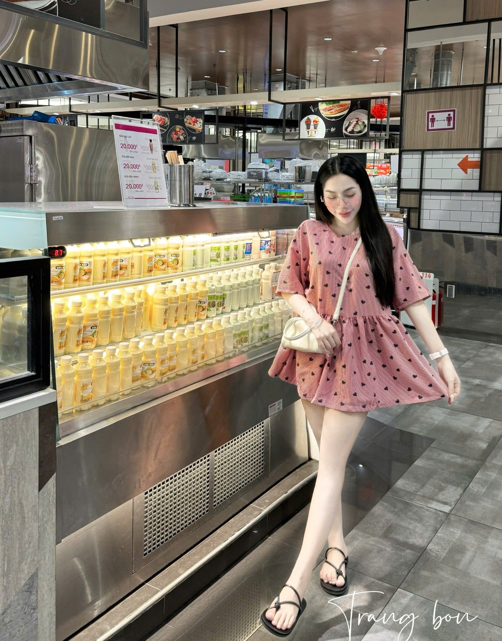  Váy babydoll họa tiết chấm bi siêu xinh - HỒNG - K236 