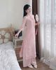 Set áo dài tách tân tơ hai lớp thêu hoa + quần phi lụa sang chảnh - HỒNG - R105 ( 50% lưng chun, áo 128cm , quần 103cm )