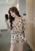 Set áo sơ mi tay dài mix quần short lưng chun họa tiết chrom đi biển basic - T626