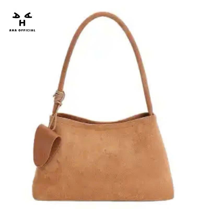  Túi kẹp nách tote chất da lộn tằng kèm túi da nhỏ - NÂU - C265 
