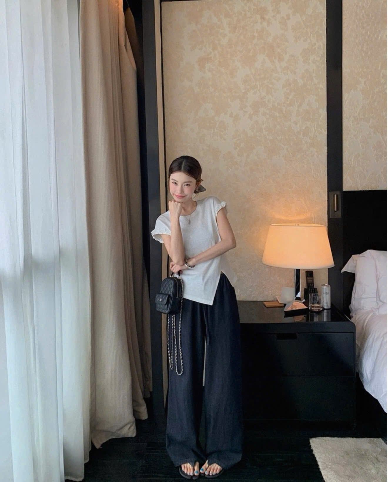  Set áo thun giấy xẻ tà mix quần jean siêu hot - Z41 