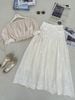  Set áo trễ vai croptop mix chân váy ren dáng dài - K35 (EO S<68, M<72) 