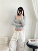 Áo cổ vuông tay dài tôn dáng - XÁM - G224