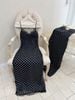  Váy body 2s phối viền ren dáng dài hoạ tiết chấm bi - ĐEN - Z144 