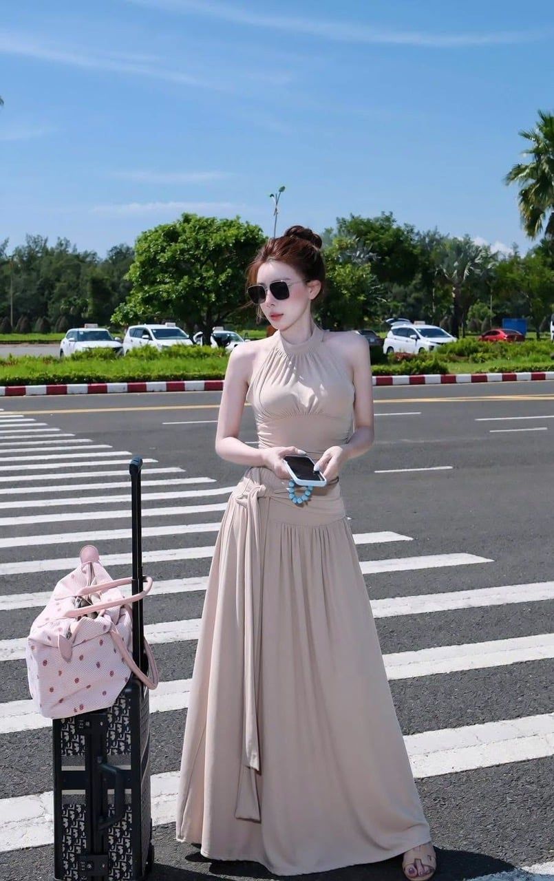  Set áo cổ yếm fix dáng mix chân váy dáng dài siêu hot - V130 