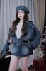 Set 2 món áo khoác jean form rộng mix chân váy bò form ngắn - G55 (eo S<68, M<72)