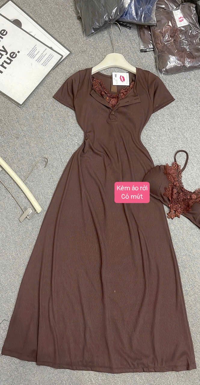  Set đầm hoa bra vân hoa kèm váy body tùng xòe - ĐEN - N135 