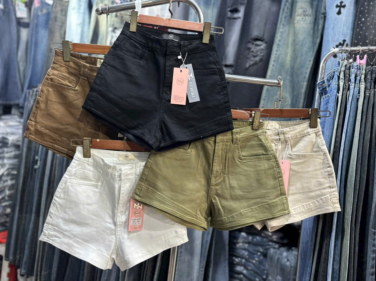  Quần short jeans đùi cạp cao form siêu đẹp - NÂU - A176 ( eo S<66, M<70, L<74 ) 