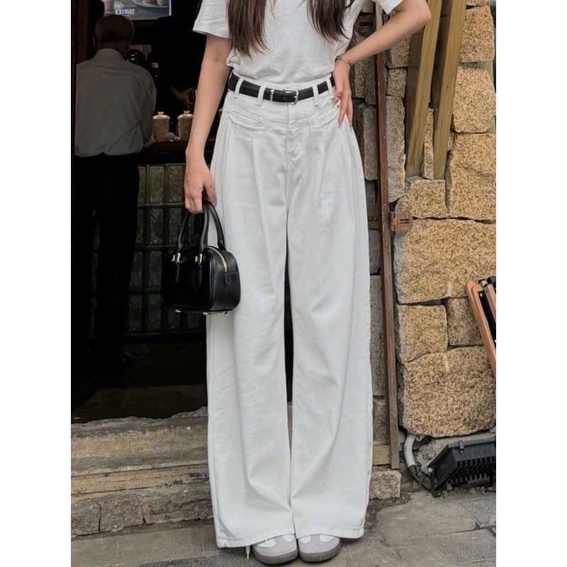  Quần jean suông dài phối túi kiểu 50% lưng chun - TRẮNG KEM - Z19 (DÀI 94CM) 