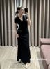 Đầm tăm dáng dài cổ ren xoắn ngực - ĐEN - A316  (0)