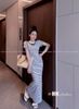 Đầm ôm body kẻ sọc dáng dài chất thun gân co giãn - TRẮNG - R164 (0)