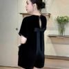Set bộ nhung áo hở lưng nơ mix quần short - R120 (0)