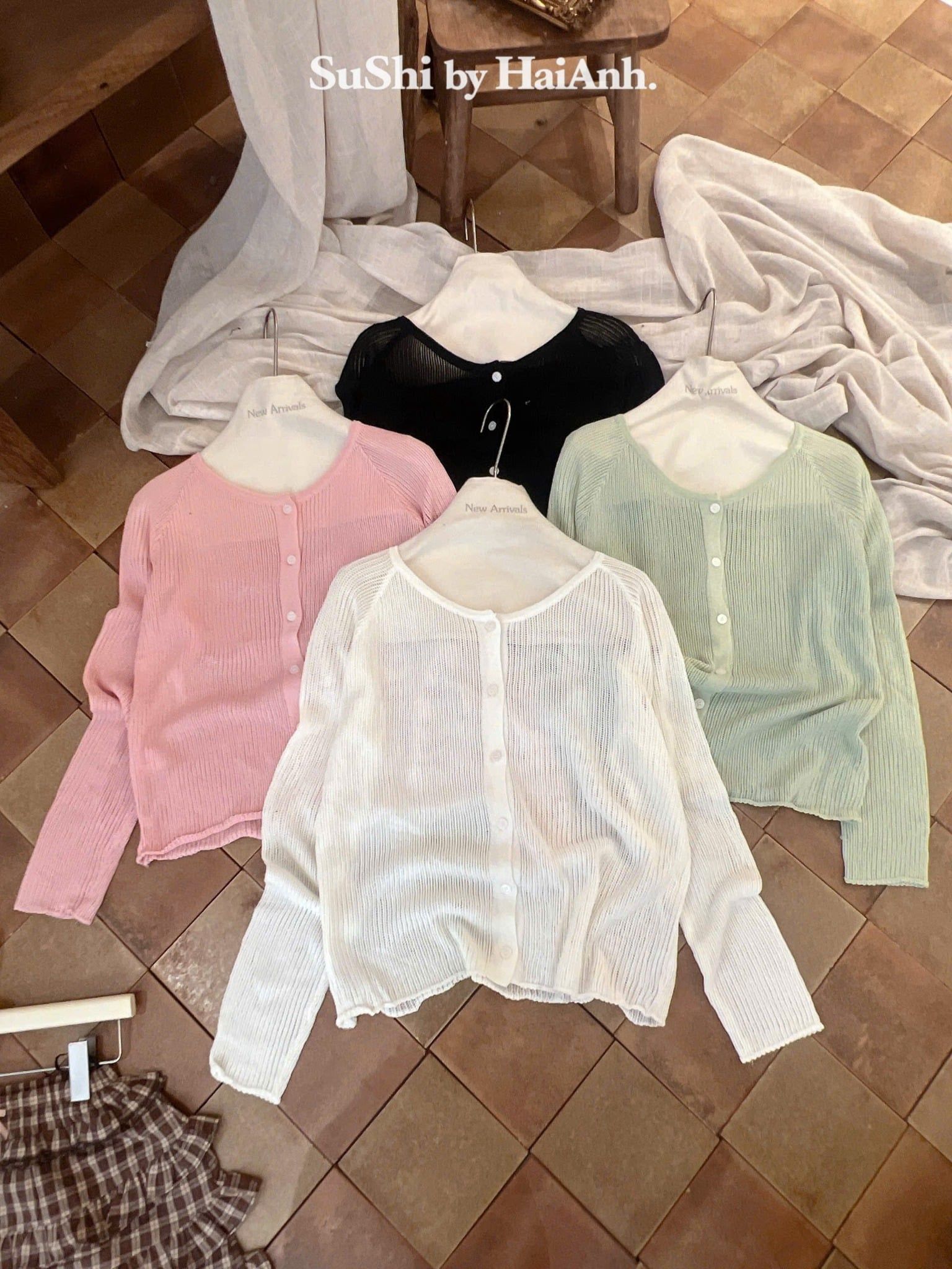  Áo khoác len tay dài Basic - HỒNG - K186 